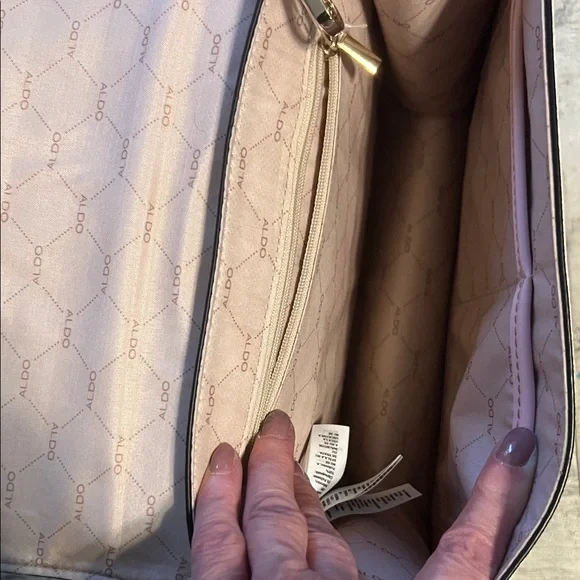 Aldo Elegant Pink and White Handbag with Scarf Accent - Picture 5 of 5